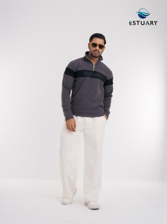 Estuary Men’s Sustainable Charcoal Heavyweight Polar Fleece Quarter-Zip